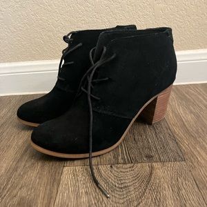 Toms Lunata Lace Up Black Suede Booties